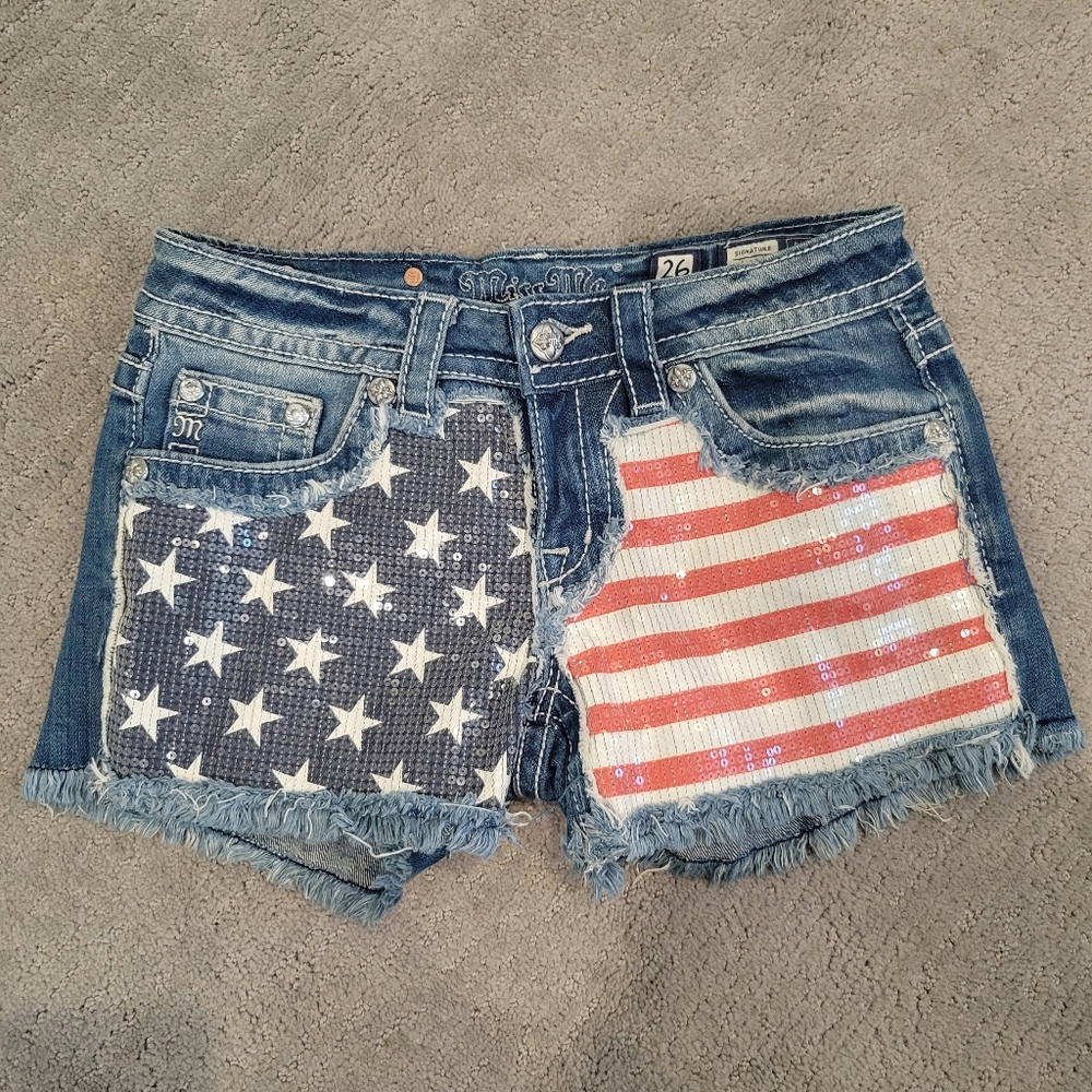 Miss Me American flag denim shorts 26